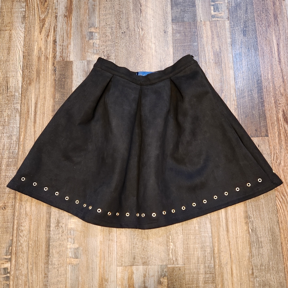 Blue Rain Black Suede with Gold Grommet Skirt